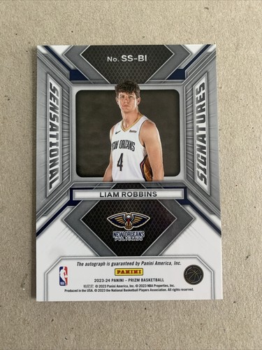 2023-24 PANINI PRIZM SENSATIONAL SIGNATURES LIAM ROBBINS ROOKIE AUTO PELICANS - Picture 3 of 3