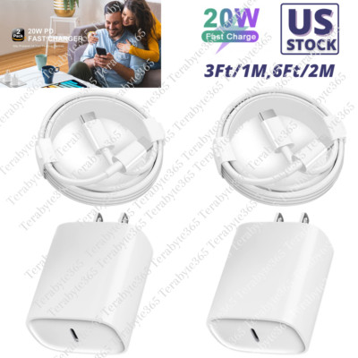 20W USB Type C For iPhone 14/13/11/Pro Fast Charger PD Power Adapter Cable 2Pack