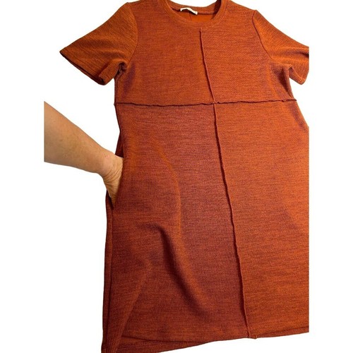 Sweater Dress Large Red Orange Ribbed Short Sleeve by New In - Picture 5 of 5