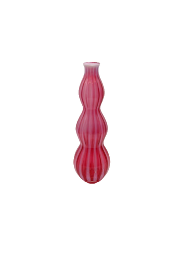 Fenton 12" Cranberry & White Opalescent Striped Decanter - No Topper - Picture 2 of 11
