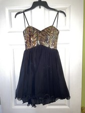 Black and Gold Sequined Dress