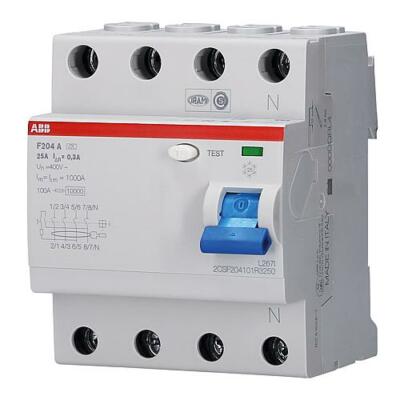 FI-Schalter F204A-25/0,3 25A Typ A Fehlerstrom-Schutzschalter 4-polig ABB