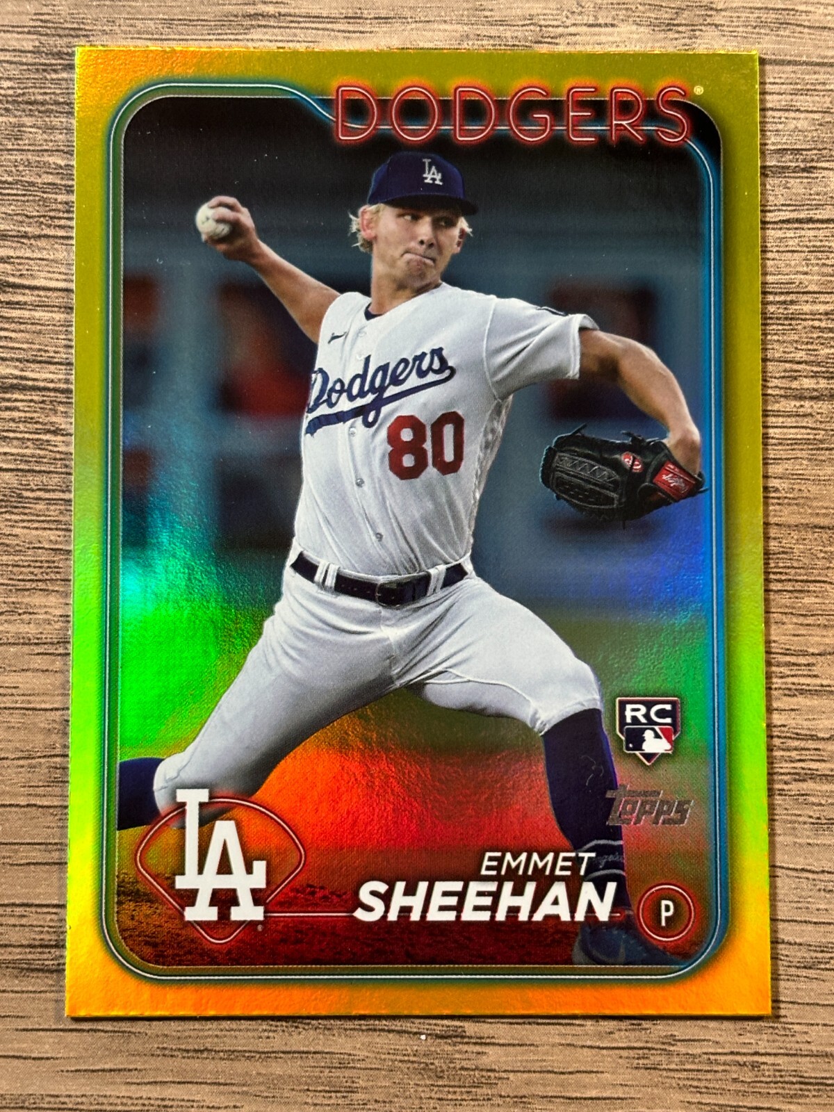 2024 Topps Series 1 #283 Emmet Sheehan Yellow Foil Los Angeles Dodgers RC