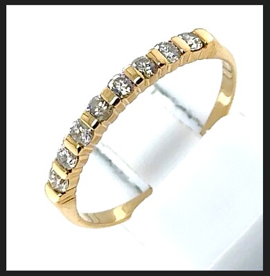 18K 750 Yellow Gold Half Memory Ring RS 58 / 0,36CT T Diamonds Eternity like new