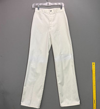 VTG 70s Straight Leg Pants High Waist 26" Solid Antique White Stained Western