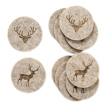 6x Filz-Untersetzer Hirsch 10cm Glas Getränke Tassen Tisch-Deko Bar Dekoration