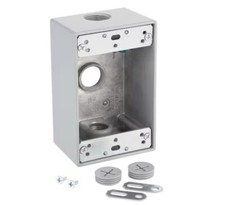 Commercial Electric1-Gang Metallic Weatherproof Box with 1/2 in. Holes, 4 PACK