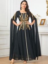 Women Evening Dubai Long Dress Abaya Modest Kaftan Muslim Robe Party Gown Prom
