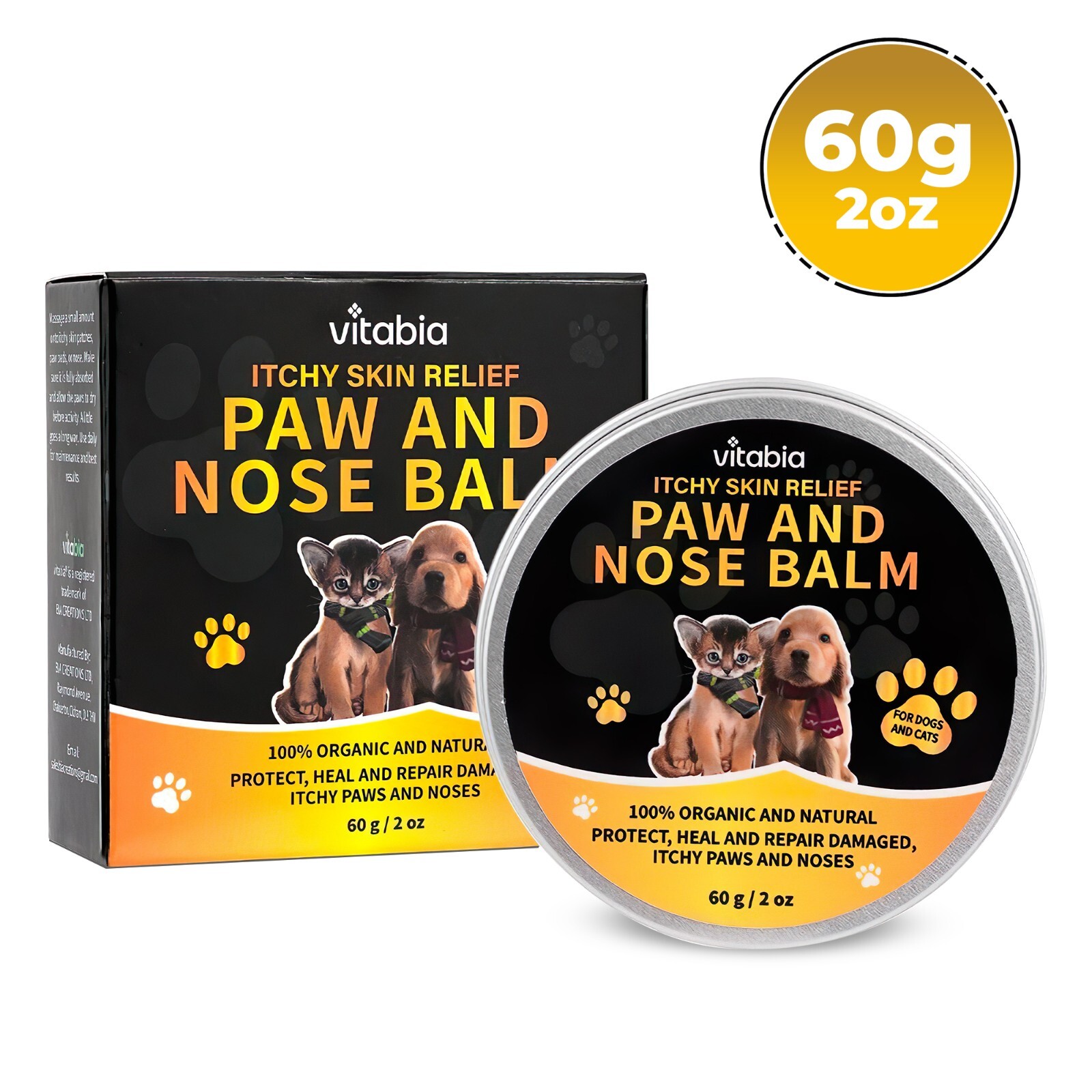 Natural Paw & Nose Balm for Cats & Dogs - Soothes Itchy Skin, Hemp Oil