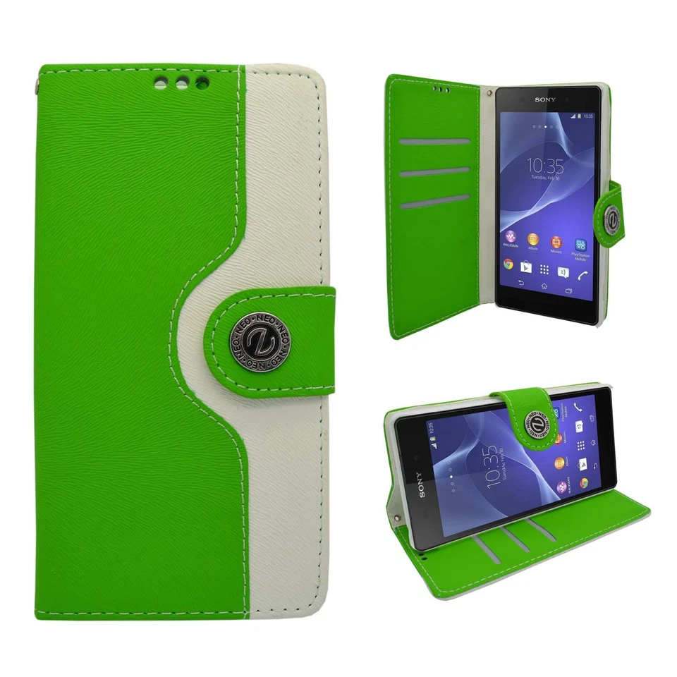FUNDA PARA SONY XPERIA Z2 CARTERA DOS COLORES DISEÑO IMPRESIÓN ABATIBLE CUBIERTA DE CUERO PU Foto 2 de 4