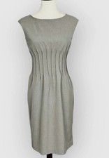 New Directions Grey Pleated Waist Sleeveless Sheath Workwear Dress  Size 10