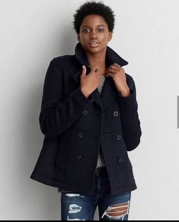 American Eagle Navy Blue Wool Pea Coat Size Xsmall