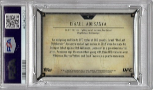 ISRAEL ADESANYA 2018 TOPPS UFC MUSEUM ROKIE RC #42 PSA 9 MINT POP 19 VERY RARE! - Picture 2 of 2