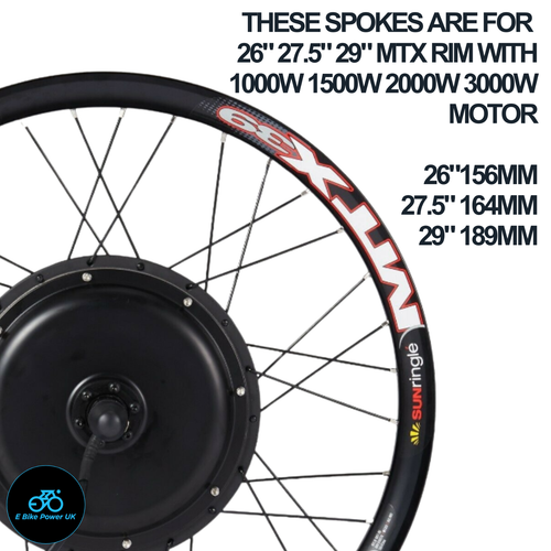 2.6mm 12G Spokes & Nipples Front Rear E Bike Wheel Motor All Rim Types Black 6Pk - Picture 2 of 8