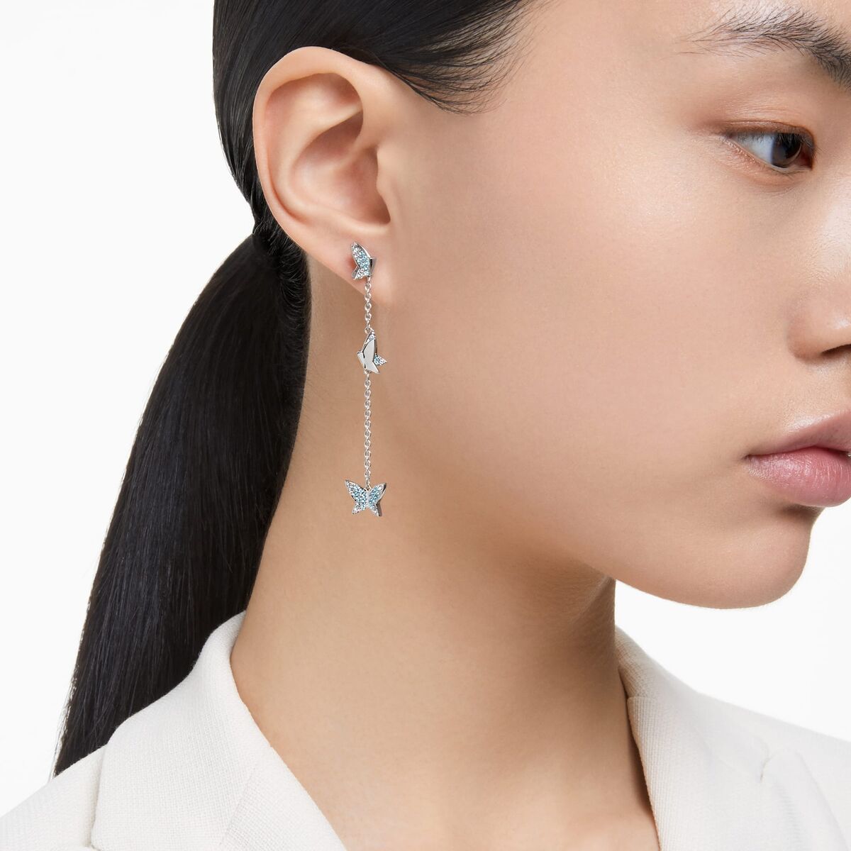 ピアス SWAROVSKI Lilia blue rhodium drop earrings 5662182 Swarovski Idyllia Lilia Drop Earrings Butterfly, Blue