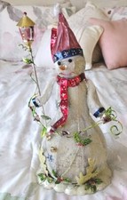 Holiday Distressed Metal Multicolor Snowman Christmas Tabletop Decor