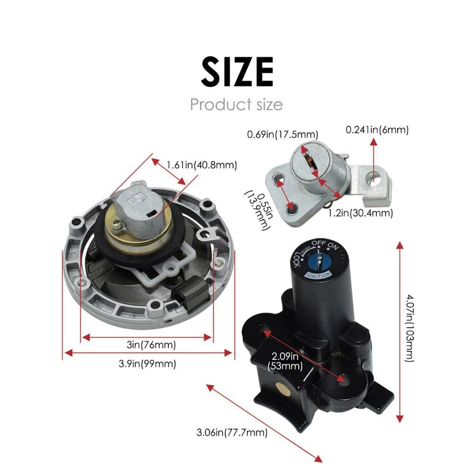 Juego de bloqueo de tapa de gas interruptor de encendido para Kawasaki Ninja 300 EX300A EX300B 2013-2017 Foto 4 de 4
