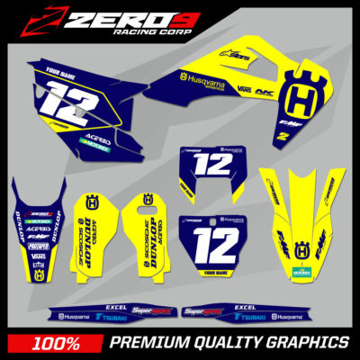 Custom MX Grafik Kit: HUSQVARNA TE FE TC FC TX FX FLEX YEL/BLU