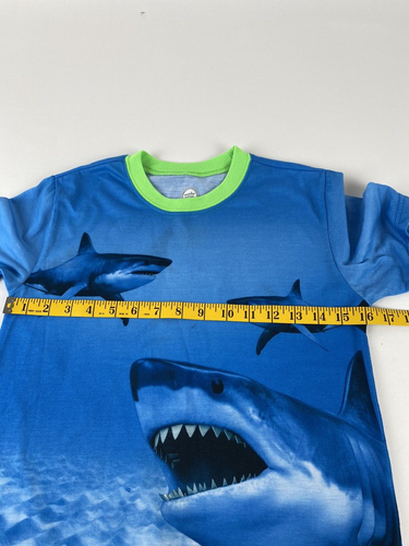 wonder nation boys swim tops size L large blue and green with shark - Picture 3 of 4