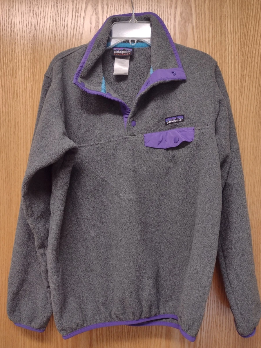 Patagonia Synchilla Pullover Snap T Fleece Jacket Womens Small Grey Purple