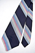 Neck Tie VTG 50s Countess Mara Navy Blue Blue Gray Pink Stripe 55" x 3.75"