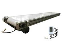 INTBUYING PVC Flat Belt Conveyor mesa 59x7.8" Adjustable Speed Desktop Conveyor