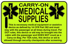 Personalized Hi-Viz Yellow Carry-On Medical Supplies Bag Tag - TSA