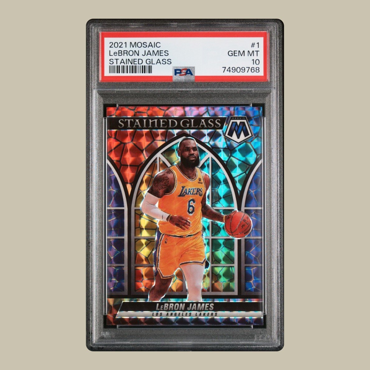 2021-22 Mosaic Lebron James Stained Glass SP #1 PSA 10 Lakers