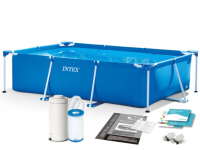 3 in 1 INTEX Rechteck Frame Pool Swimmingpool Schwimmbad mit Filterpumpe 28271