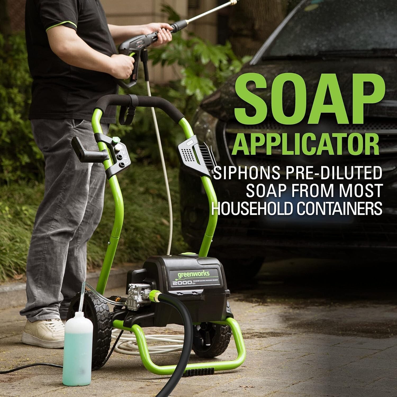 Greenworks 2000 PSI (13 Amp) Electric Pressure Washer (Wheels For Transport / 20