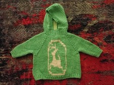 John Deere Handmade Sweater Infant/Toddler 12-18 Month Knit Hood Zip Green Soft