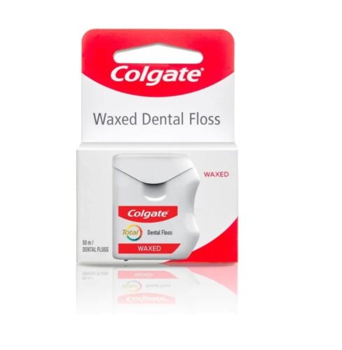 Colgate Total Waxed Dental Floss For Improved Mouth Health 50m Per Pack Of 10 - Afbeelding 1 van 3