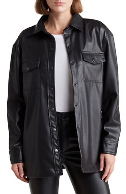 Joe's Oversize Faux Leather Shacket Black Size XS NWT $228 | eBay