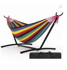 Double Hammock with Stand 2 Person Heavy Duty Garden Patio Hammock w/ Bag