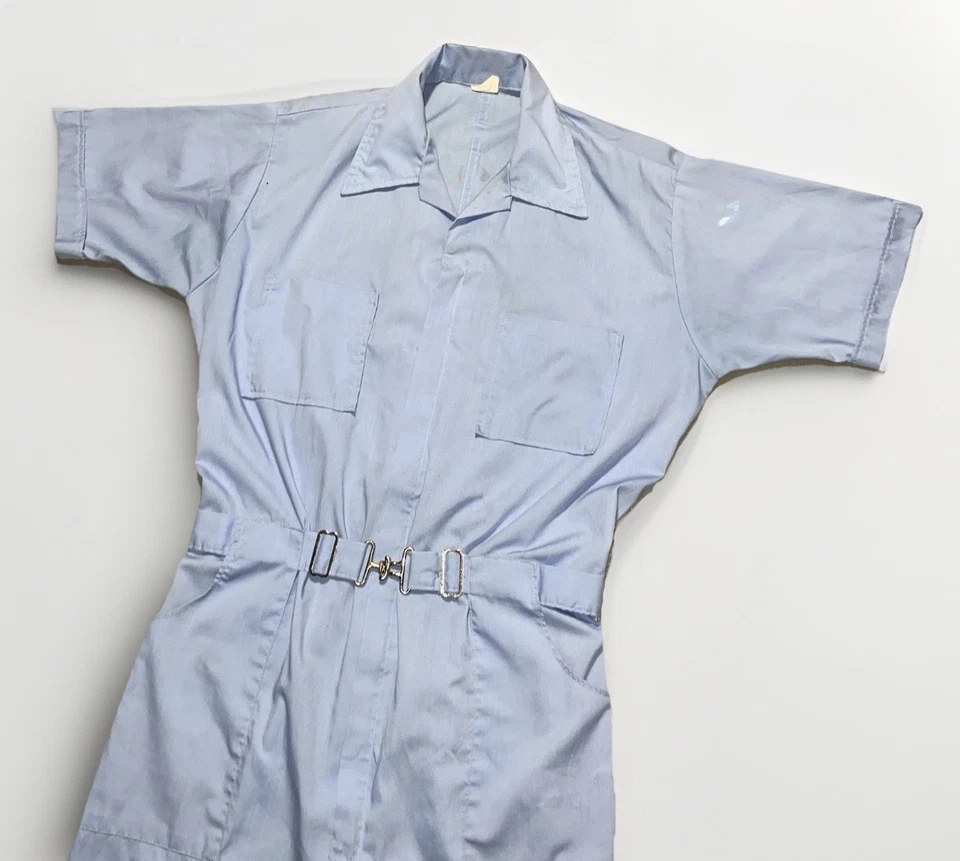 Mono vintage años 60 una pieza parasuit ropa de trabajo años 70 para hombre talla M/L camisa retro Foto 4 de 4