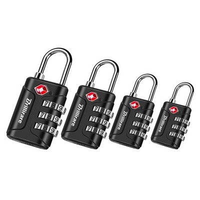 4 Pack TSA Approved Luggage Locks, Combination Travel Padlock, 3-Digit Waterproo