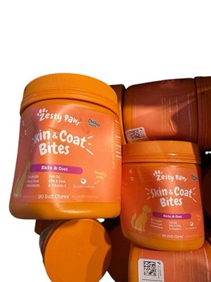 Zesty Paws Skin & Coat Bites 90 Soft Chews Best By 6/2026 - TWO PACK
