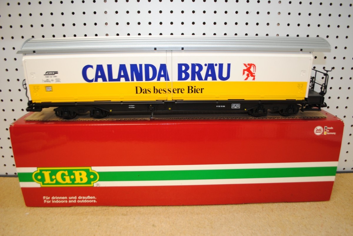 LGB 40570 RhB Calanda Bräu Bier Sliding Wall Freight Car *G-Scale