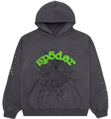 Sp5der Large Wait Web Hoodie Slate Grey