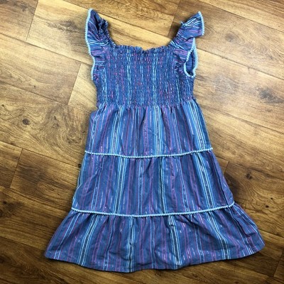 Penelope Mack Girls Sz 12 Blue Multicolor Striped Dress