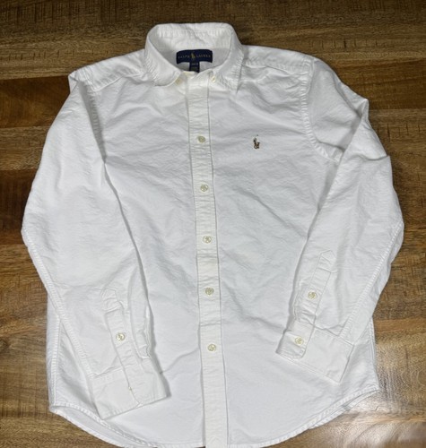 Polo Ralph Lauren Boys Large 14 16 White Oxford Button Down Shirt Pony