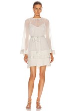 Zimmermann Tiered Flared Mini Dress in Pearl Size 1 / AU 10