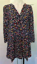 LOFT Womens DRESS Long sleeve BLUE Pink White Yellow HEARTS Tiered Size PS