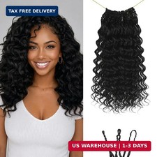 140 Strands Ocean Wave Curly Crochet Nat Silk Fiber Close to Human Hair 1B