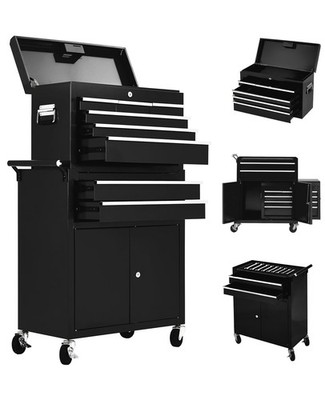 8-Drawer Rolling Tool Chest 2-in-1, Detachable Metal Storage Cabinet w/ Wheels