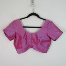 Indian Choli Crop Top Blouse M 8 10 MagentaSilk Blend Colorful Festival Party