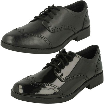Mädchen Clarks Leder Schnür-Brogue Formale Schulschuhe - Aubrie Craft Y