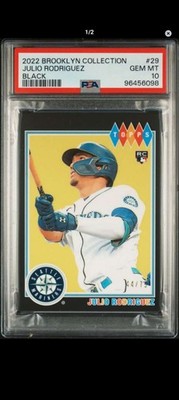 2022 Topps Brooklyn Collection Julio Rodriguez 44/75 PSA 10 RC Mariners Jersey #