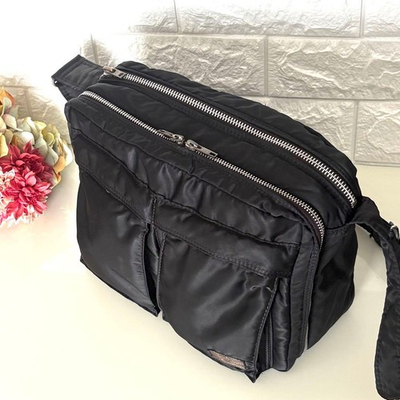 #ad Yoshida Porter Tanker Shoulder Bag 2 Layer Nylon twill Black Zip Men From Japan $152.00