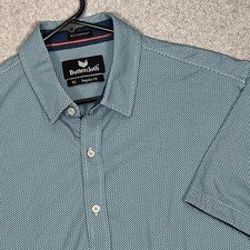 Buttercloth Icy Cotton Mens Shirt Button Down Short Sleeve Regular Fit Blue